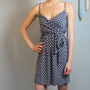Tart Navy and White belted patterned dress